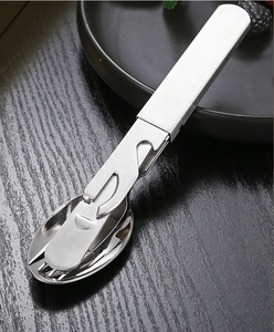 Couteau, fourchette, cuillère et ouvre-bouteille en acier inoxydable DFC02, kit de couverts portables d'extérieur 4 pièces - Product Image 4