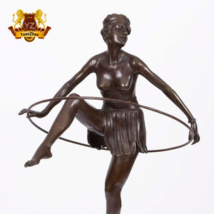 Statue hawaïenne de fille en laiton massif, statue de couleur bronze, danse, sculpture de fille - Product Image 3