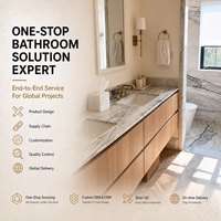 Ensembles de meubles de salle de bain tout-en-un, style moderne, finition mate, avec miroir LED et toilettes intelligentes, pour le développement immobilier