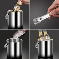Seau à glace en acier inoxydable 304 à double paroi avec poignée pour champagne et bière, vente en gros
