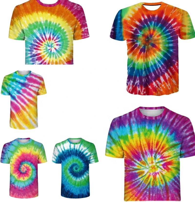 Y307003 Wholesale Latest Design Short Sleeve Summer Tye Dye T Shirts Over Sized Tie-Dye print adult man T-Shirt