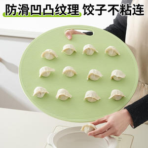 Tabla de cortar redonda de plástico de 42 cm con triturador de ajo, de doble cara, para masa y verduras, tapete de cocina. - Product Image 2