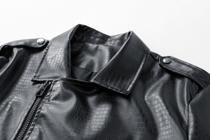 Giacca da Moto in Pelle Goffrata Coccodrillo per <span class=keywords><strong>Uomo</strong></span>, Cappotto Biker con Zip Asimmetrica, Giacca Casual Streetwear in Pelle PU per <span class=keywords><strong>Uomo</strong></span>, 3 Colori - Product Image 5