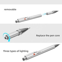 Stylo LED rechargeable 4 en 1 avec pointeur laser blanc, outil d'inspection UV violet et stylo à bille, chargement USB-C