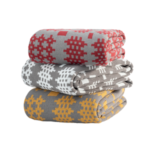 Jaune uni jacquard gallois populaire à 2 côtés avec couverture en tricot <span class=keywords><strong>gris</strong></span> pour Noël <span class=keywords><strong>et</strong></span> les vacances - Product Image 1