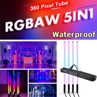 Lot de 4 tubes LED rechargeables d'extérieur avec sac, éclairage DJ sans fil DMX à 360 degrés, tubes LED pixel pour scène et mariage