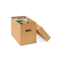 Caja de Cartón Corrugado Personalizada para Almacenamiento de Archivos con Tapa y Asas, Forrada para Uso en Exhibiciones