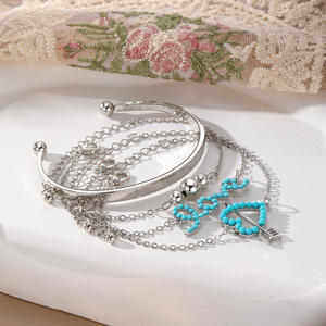 ชุดสร้อยข้อมือ4ชิ้น/เซ็ต, สร้อยข้อมือเทอร์ควอยซ์สไตล์โบฮีเมียน - Product Image 4