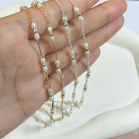 Nouvel Arrivage Perle d'Eau Douce Naturelle de Haute Qualité avec Chaîne à Billes Fine Chaîne Rolo en Or Rempli 14K en Vrac pour Fabrication de Bijoux Permanents