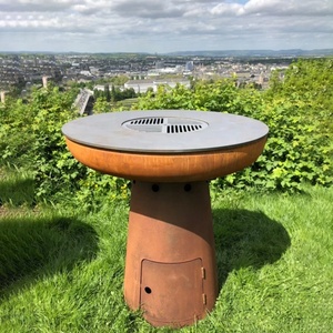 Barbecue Grill Barbecue d'extérieur à charbon de bois Barbecue en acier corten avec <span class=keywords><strong>Plancha</strong></span> circulaire - Product Image 1