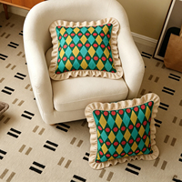 Housse de coussin en coton pur à volants géométriques Harlequin, housse de coussin imprimée, décoration moderne pour canapé, textile de maison