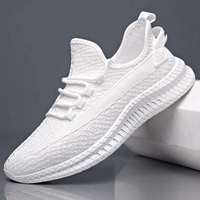 Baskets décontractées tendance pour hommes, à lacets, bout rond, sans semelle intermédiaire, semelle extérieure en plastique, maille respirante unie, vente en gros pour l'été