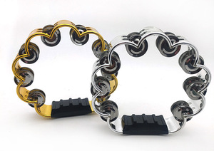 Wholesale Noise Maker <b>Musical</b> <b>Instrument</b> Double Row Flower Shape Dance Party Stainless Bell Tambourine Rattle Gold Silver Color - Product Image 5