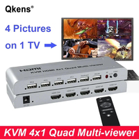 Xput 4x1 4K HD KVM Multiviewer, séparateur d'écran quadruple 4-en-1 avec fonction audio, accessoire audio-vidéo professionnel