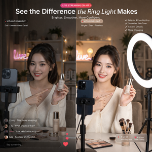 Qiniu Studio Video Photography Makeup RL-12A 45W 120V-230V LED Ring Light 2M Stand Remote Control Dimmable 2500-6500K Color - Product Image 5