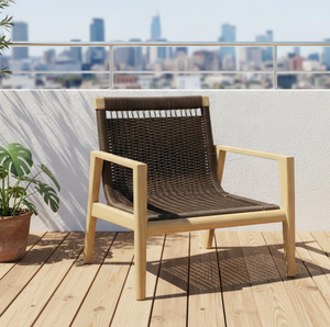 Sofá Individual Moderno para Interiores y Exteriores, Sillón de Ratán con Acabado de Madera y Aluminio, Cojín Impermeable para Sala de Estar y <span class=keywords><strong>Terraza</strong></span>, Venta al Por Mayor - Product Image 3