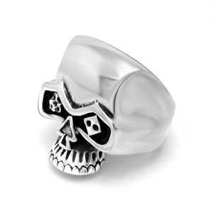 Bague en acier inoxydable avec crâne, bijoux pour hommes pour Halloween SA873, design squelette rétro - Product Image 1