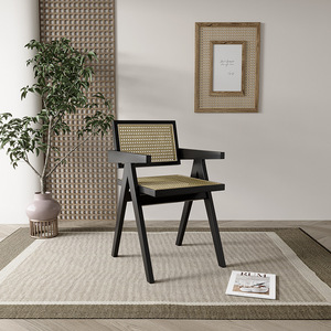 Silla de Comedor Moderna Nórdica de Madera Maciza con Respaldo de Ratán, Ligera, Duradera, Diseño en Forma de K, para Uso Comercial en Exteriores y Parques - Product Image 6