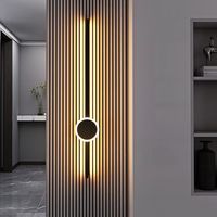 Applique murale LED moderne noire linéaire et circulaire, luminaire mural vertical minimaliste pour salon et chambre