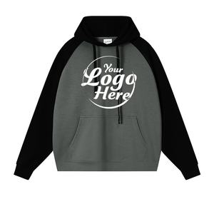 Sudadera con Capucha Oversize Americana Personalizada de Alta Calidad con Mangas Raglán Bordadas en Contraste y Cuello Redondo para Otoño - Product Image 1