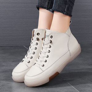 Nuevos zapatos gruesos de cuero de vaca Real personalizados con logotipo Marca Aumento de altura para mujeres Cordones Plataforma interior <span class=keywords><strong>Zapatillas</strong></span> de deporte para niñas - Product Image 3
