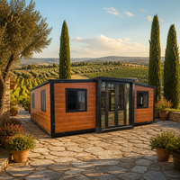 Maison conteneur pliable à double aile de 20 pieds OEM, maison préfabriquée modulaire personnalisée pour complexe hôtelier, camping et village de vacances