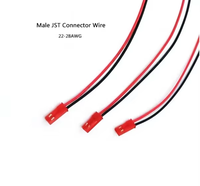 موصل JST ثنائي السن بطول 2.54 مم، موصل ذكر مع كابل سلكي بطول 10 سم و15 سم، مقاس 22-28 AWG، مناسب لمشاريع DIY وألعاب التحكم عن بعد والبطاريات ومصابيح LED