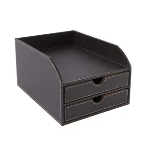 Large Document Holder PU Leather File Organizer Magazine Rack For Office