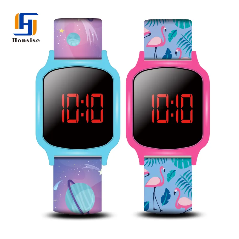 2019 kids customize blue silicone square touch screen led wrist watch
