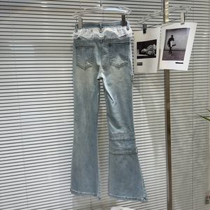 Bettergirl 2025 Primavera nueva dulce niña encaje <span class=keywords><strong>falda</strong></span> borde rhinestone nail bead industria pesada micro <span class=keywords><strong>pull</strong></span> pantalones jeans - Product Image 3