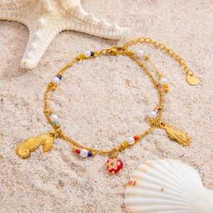 Seahorse Pearl <b>Shell</b> Charm <b>Bracelet</b> 18K Gold Plated Zinc Alloy Fashion Jewelry Gift for Women - Product Image 4