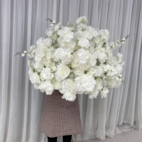 Boule de fleurs blanche de luxe DKB Factory, décoration de mariage, rose artificielle blanche, gypsophile, centre de table, décoration de fête