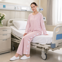 Ensemble de vêtements adaptatifs pour patients avec fermeture auto-agrippante, manches et jambes entièrement ouvrables, alternative à la blouse d'hôpital, pour personnes âgées alitées, soins post-chirurgicaux