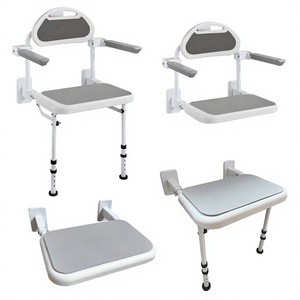 Chaise de douche pliable murale avec accoudoirs, siège de bain en acier inoxydable, siège de sécurité pour personnes âgées - Product Image 3