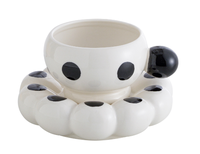 Ensemble tasse et soucoupe en céramique Nuage de bulles rose, tasse à café crémeuse mignonne avec poignée boule, vente en gros
