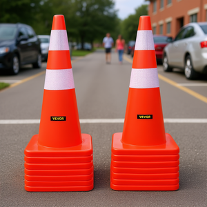 Cônes de signalisation Vevor 28 pouces orange avec bandes réfléchissantes et base lestée pour le stationnement, la route, l'allée, l'école - Product Image 2