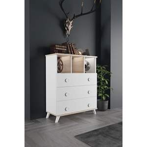 Commode moderne nordique écologique à 3 tiroirs et 3 étagères en métal pour chambre et salon - Product Image 4