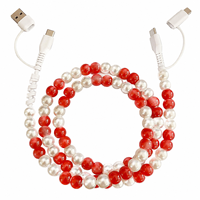 Câble de charge FASHLINK perlé coloré 4-en-1, cordon de charge multi-prise, accessoire de téléphone tendance, cadeau mignon