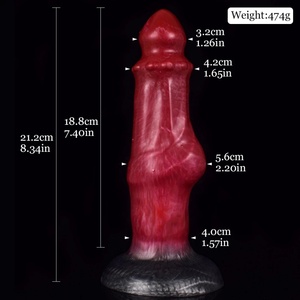 FAAK Beef Color Animal Dog Penis Knot Stuffed Realistic <b>Dildo</b> Sucker Big and Fat Anal Plug Sex Toys for Women Masturbator - Product Image 5