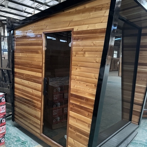 Cao cấp thiết kế hiện đại rắn tuyết tùng đỏ 4 người tắm hơi ngoài trời đầy đủ dải hồng ngoại ánh sáng sưởi ấm điện cho biệt thự - Product Image 6