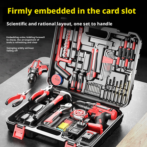 Şarj Edilebilir Lityum Pil Tabanca Matkabı Elektrikli Tornavida Fırçasız Motor Değişken Hızlı Ev Tipi Alet Seti OEM Taşıma Çantası - Product Image 6