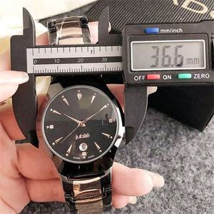 Montre de luxe pour homme en acier inoxydable Jubile, cadran noir, mouvement à quartz, affichage de la date et index en diamant, montre décontractée et élégante - Product Image 6