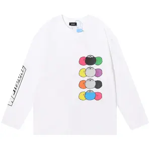 WE11 hair ball hit color graffiti monster small coal ball loose T-shirt long-sleeved top men and women with the same sty
