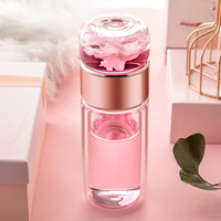Gourde d'eau en verre à double paroi colorée avec infuseur, tasse à thé et gobelet de voyage
