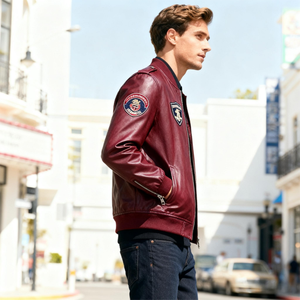 Chaqueta de Aviador de Cuero Vacuno y Piel de Cordero OEM, Nueva Llegada, Cuero Genuino, Personalización al por Mayor, Bordado, Resistente al Viento - Product Image 3