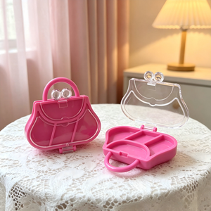 ISMAN 5g Pot cosmétique unique en forme de sac à main, rose vif, vide, <span class=keywords><strong>pour</strong></span> fard à paupières, baume à lèvres, blush et poudre, étui de rangement mignon - Product Image 1