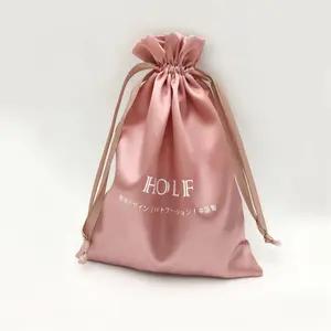 Custom Large Pink Silk Underwear Drawstring Packaging Pouch