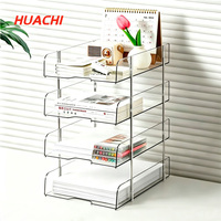 Organisateur de bureau empilable en PET transparent écologique, porte-documents moderne transparent à 3 niveaux