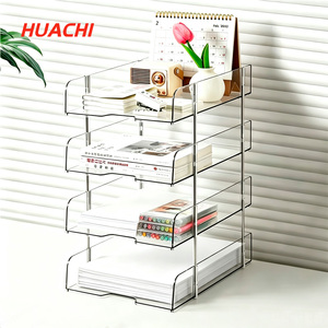 Organizer <span class=keywords><strong>da</strong></span> <span class=keywords><strong>Scrivania</strong></span> Impilabile in PET Trasparente Ecologico, Portadocumenti Moderno a 3 Livelli - Product Image 1