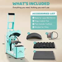 Máquina de Sublimación Semiautomática 4 en 1, Prensa de Transferencia de Calor para Gorras, Tazas, Camisetas, Logotipos, Bolígrafos, Personalización Digital Combinada